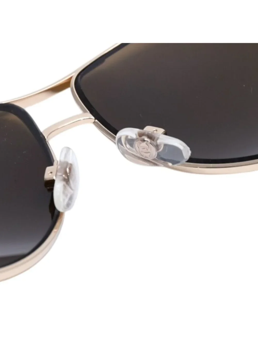 Chanel Aviator Sunglasses CC Logo Metal Frame Teardrop Brown Gold Eyewear
